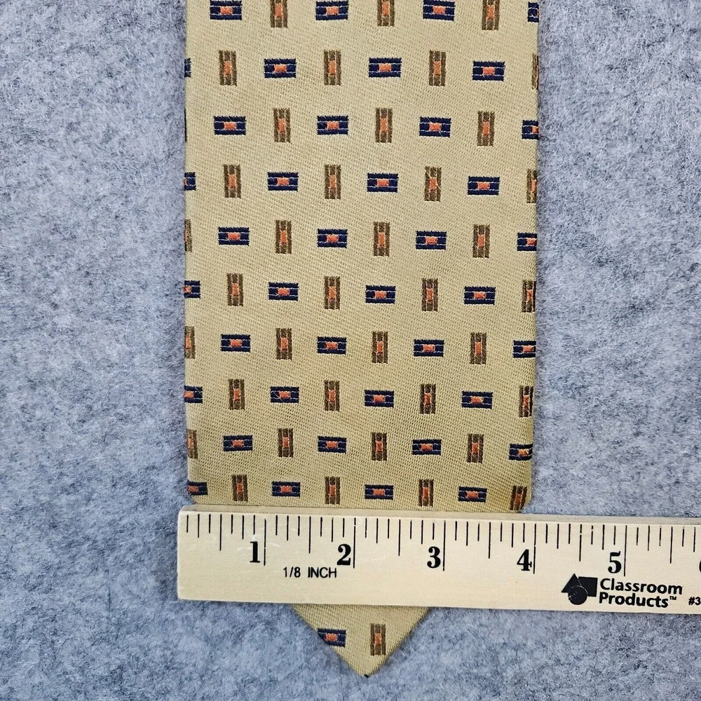 Robert Talbott Gold Geometric Hand Sewn Silk Neck Tie 58x4 Preppy Church Office‎